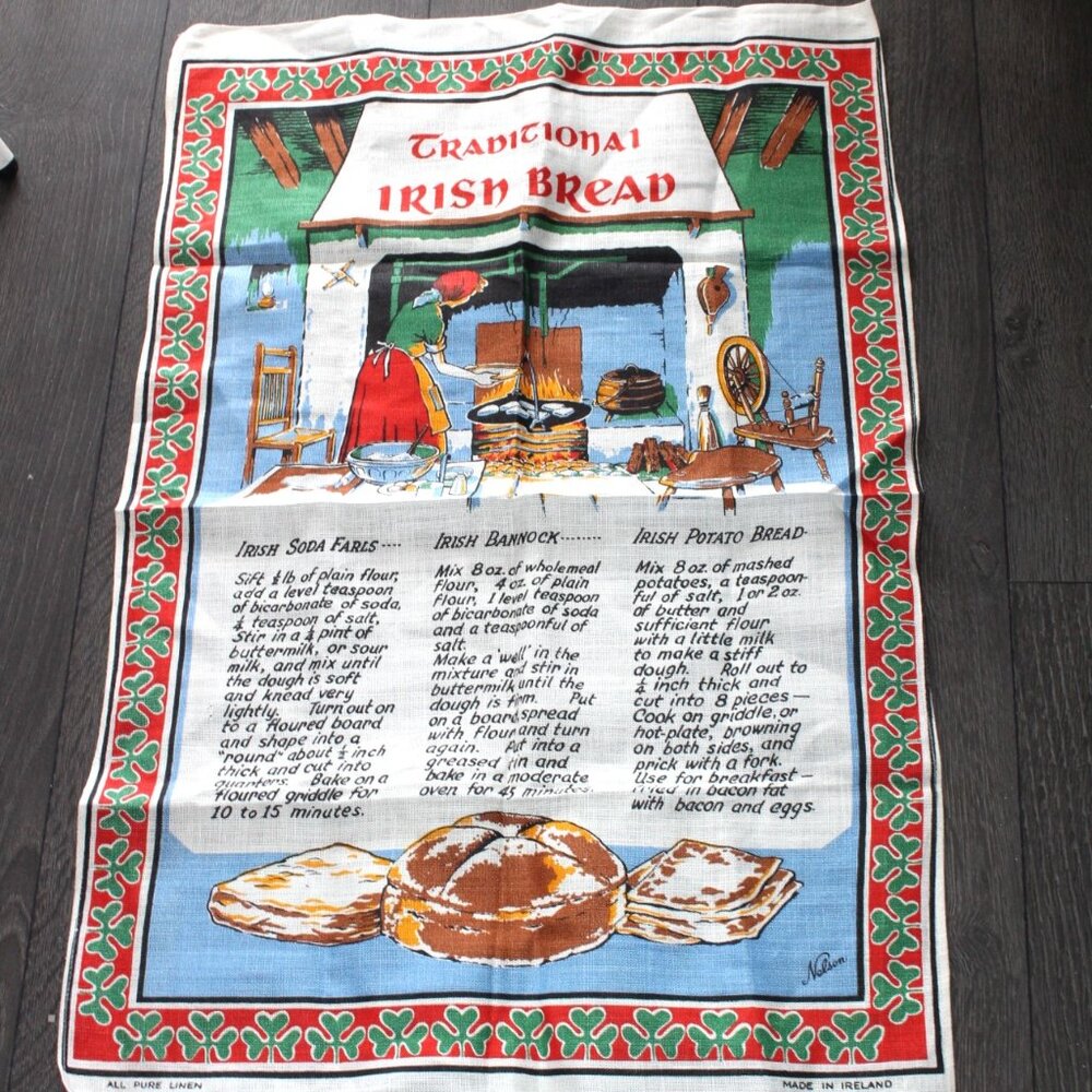 Irish Tea Towel Recipes Traditional Bread Ireland Linen Vintage Nelson